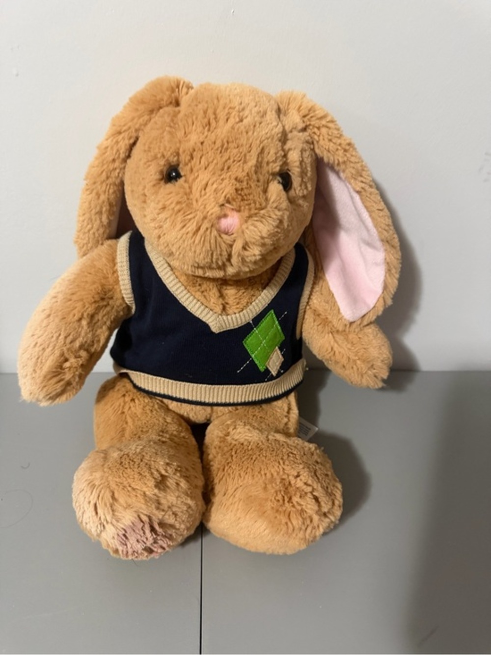 Build-A-Bear Workshop Pawlette Bunny Navy Blue Argyle Sweater Vest Retired